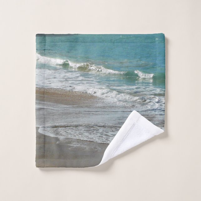 Waves Lapping on the Beach Turquoise Blue Wash Cloth (Wash Cloth)