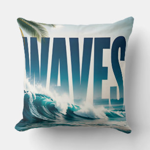 Waves Luxury Coastal Editorial Graphic Collection Cushion
