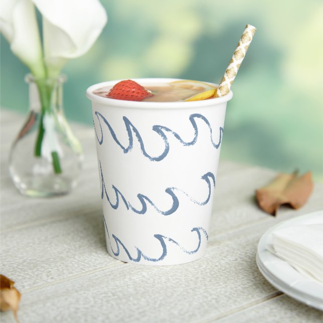 Waves Minimal Abstract Hand Drawn Sea Pattern   Paper Cups (Insitu)
