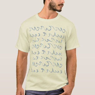 Waves Minimal Abstract Hand Drawn Sea Pattern    T-Shirt
