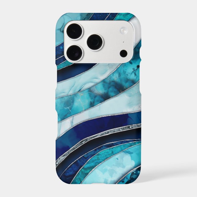 Waves - Mixed Media Blue Abstract (Back)