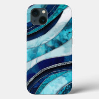 Waves - Mixed Media Blue Abstract