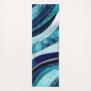 Waves - Mixed Media Blue Abstract Yoga Mat