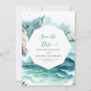 Waves Modern Nautical Wedding Save The Date