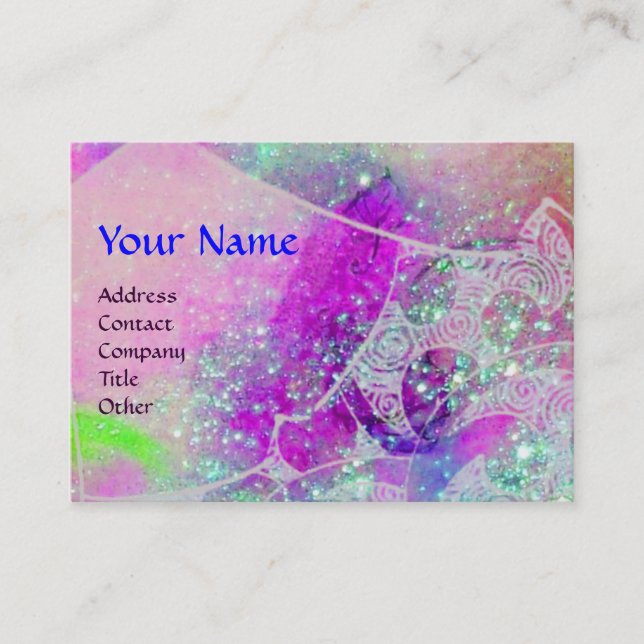 WAVES MONOGRAM, bright purple green blue pink Business Card (Front)