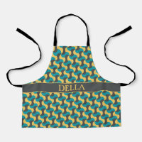 Waves Navy Yellow Minimal Pattern