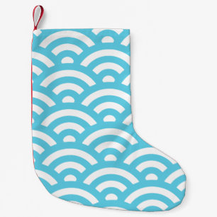 Waves ocean blue texture small christmas stocking