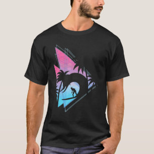 Waves Ocean Surfer Synthwave Palm Trees Vaporwave T-Shirt