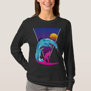 Waves Ocean Surfer Watersport Sunset Synthwave Sur T-Shirt