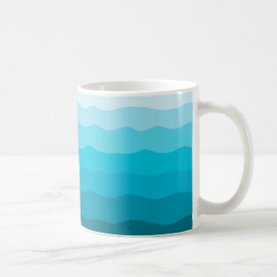 Waves of  Aqua, sea blue print, Ocean ripples Coffee Mug