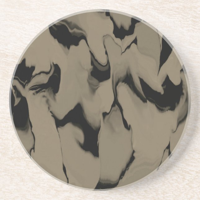 Waves of Black and Brown Coaster (Front)