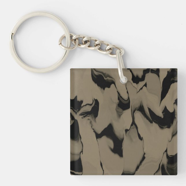 Waves of Black and Brown Key Ring (Front)