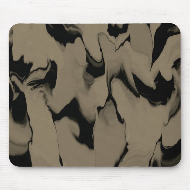 Waves of Black and Brown Mouse Mat (Front)
