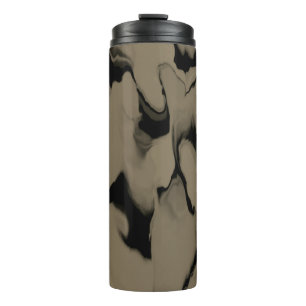Waves of Black and Brown Thermal Tumbler