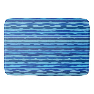 Waves of Blue Cyan Navy Cobalt Sky Blue Bath Mat