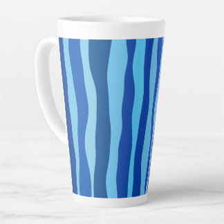 Waves of Blue Cyan Navy Cobalt Sky Blue Latte Mug