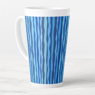 Waves of Blue Cyan Navy Cobalt Sky Blue Latte Mug