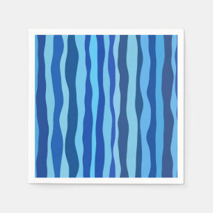 Waves of Blue Cyan Navy Cobalt Sky Blue Napkin