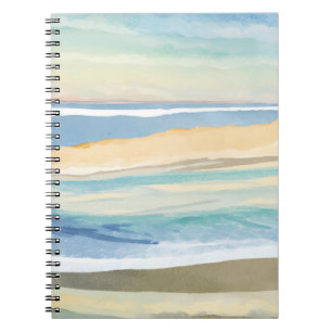 Waves of Blue Ocean Shore Beach Watercolor Notebook
