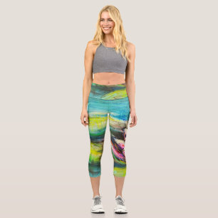 Waves of calm blooming capri leggings