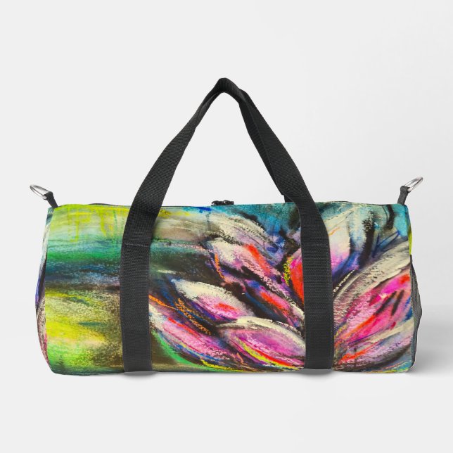 Waves of calm blooming duffle bag (Front)