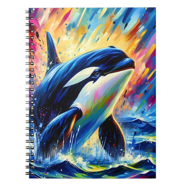Waves of Colour Orca – Abstract Ocean Energy Notebook (Front)