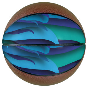 Waves of Different Colors of Blue to Green Basketball