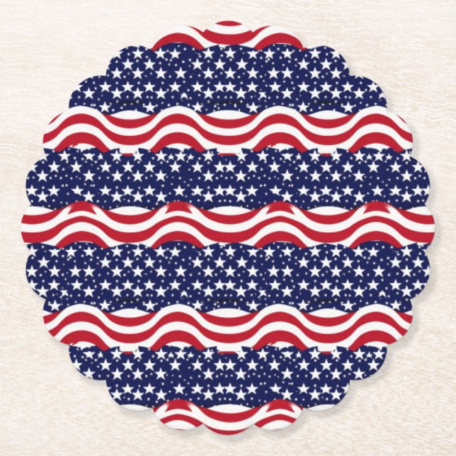 Waves of Freedom: Stars & Stripes Edition Paper Coaster (Front)