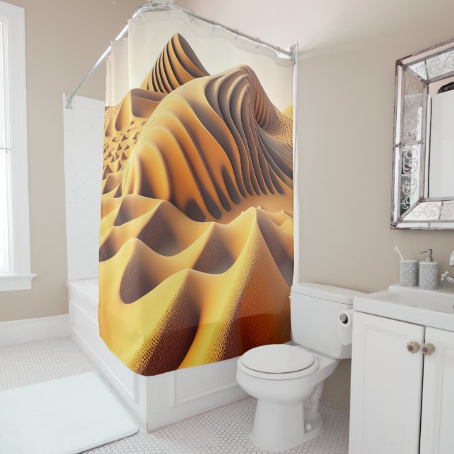 Waves of Gold Shower Curtain (In Situ)