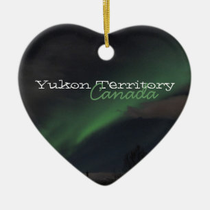 Waves of Green Light; Yukon Territory Souvenir Ceramic Tree Decoration
