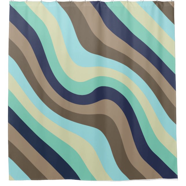 Waves of life mid-century modern smooth pastel  shower curtain (Front)
