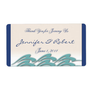 Waves of Love Navy Water Bottle Label