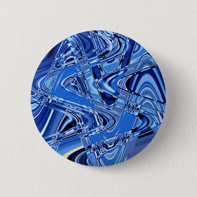 waves of roads in blue 6 cm round badge (Front)