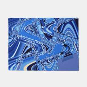 waves of roads in blue doormat