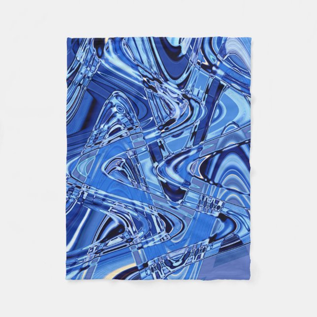 waves of roads in blue fleece blanket (Front)