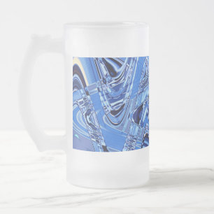 waves of roads in blue frosted glass beer mug