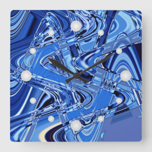 waves of roads in blue square wall clock