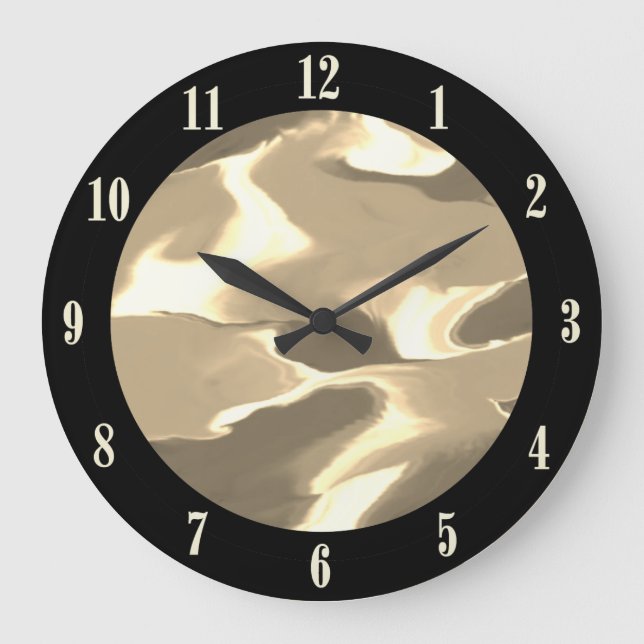 Waves of Tan and Brown Design Large Clock (Front)