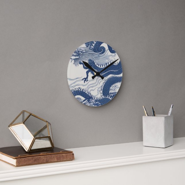 Waves of the dragon  round clock (Office)