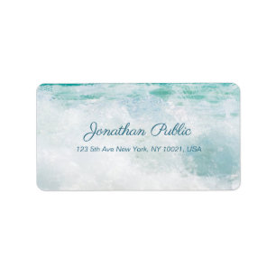 Waves Oil Painting Handwritten Script Text Elegant Label