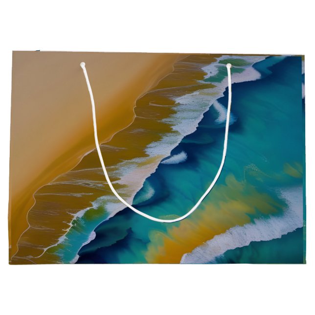Waves on a Sandy beach  Large Gift Bag (Back)