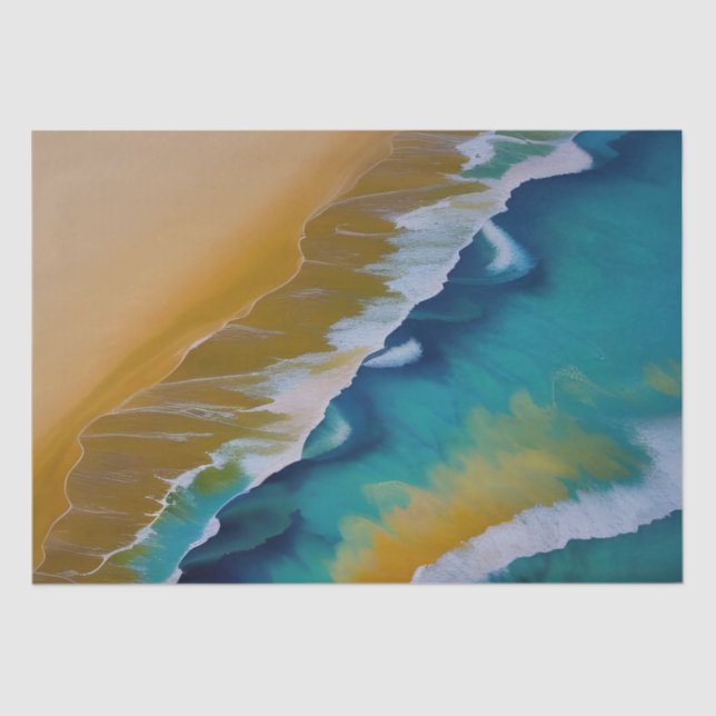 Waves on a Sandy beach  Tissue Paper (Front)