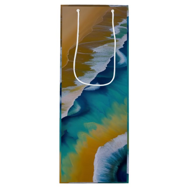 Waves on a Sandy beach  Wine Gift Bag (Front)