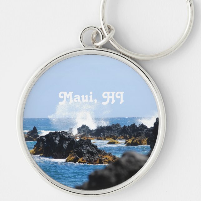 Waves on Maui Coast Key Ring (Front)