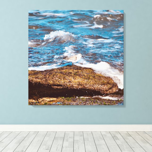 Waves on Rocky Coast shore Ocean Canvas  (Insitu(Wood Floor))