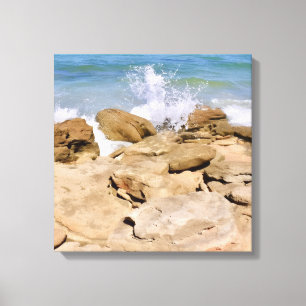 Waves on Rocky Coast shore Ocean Canvas