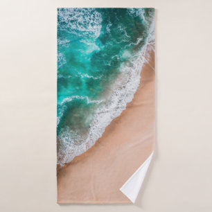 Waves on Sandy Beach  Bath Towel Set