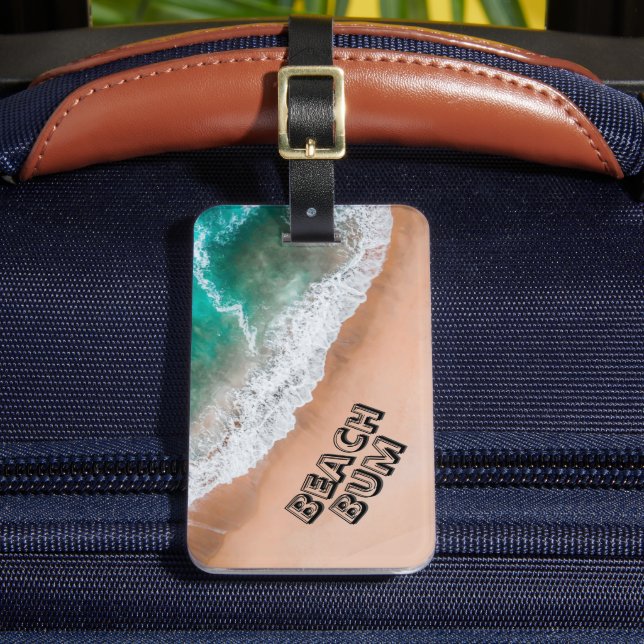 Waves on Sandy Beach Beach Bum Luggage Tag (Front Insitu 2)