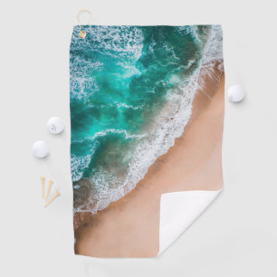 Waves on Sandy Beach Golf Towel