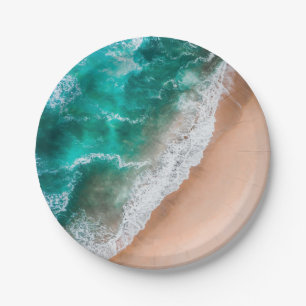 Waves on Sandy Beach Paper Plate